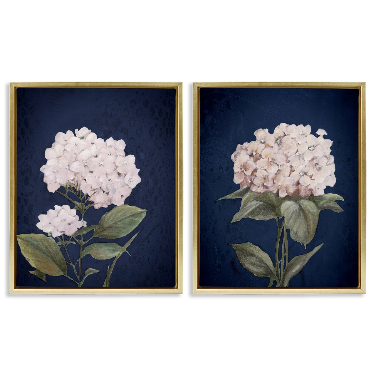 Stupell Industries Hydrangea Flower on Blue 2 pc Framed Floater Canvas Wall Art Set Design by Patricia Pinto